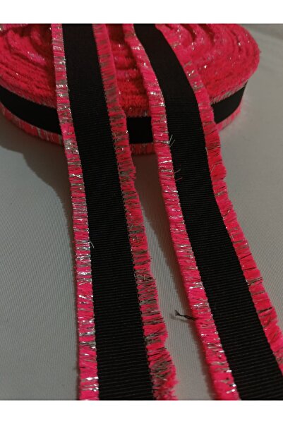 ULUPAMİR Black Pink Glittery Tracksuit Tshirt Edge Ribbon 1 Meter