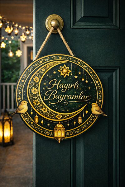 OKAVANGO 25-25 cm Ornament decorativ din lemn pentru ușă, cu mesaj de bun ven...