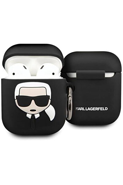 Karl Lagerfeld Husa Silicon Karl's Head Airpods Generation 1/2 Negru