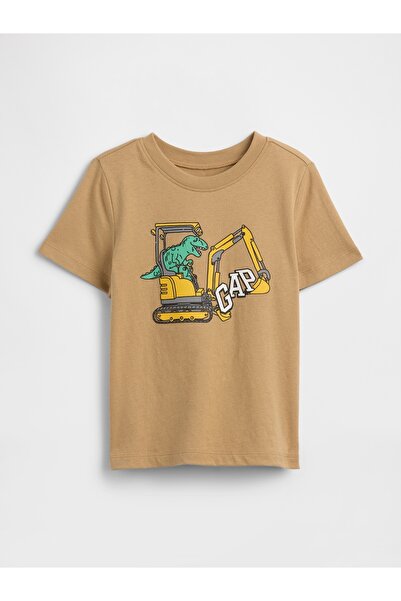 GAP Erkek Bebek Açık Kahverengi Grafik Baskılı T-Shirt