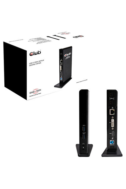 Club 3D Statie Display Docking, SenseVision, USB 3.0, Dual, Negru
