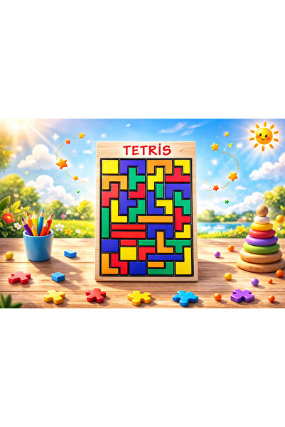 W-Design Tetris Blok Puzzle Zeka Oyuncağı Montessori Beceri Gelişimi El Becer...