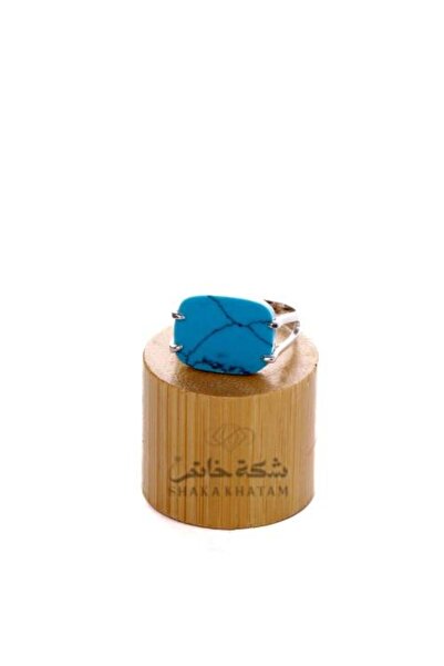 Shaka Khatam Square Turquoise Silver Ring