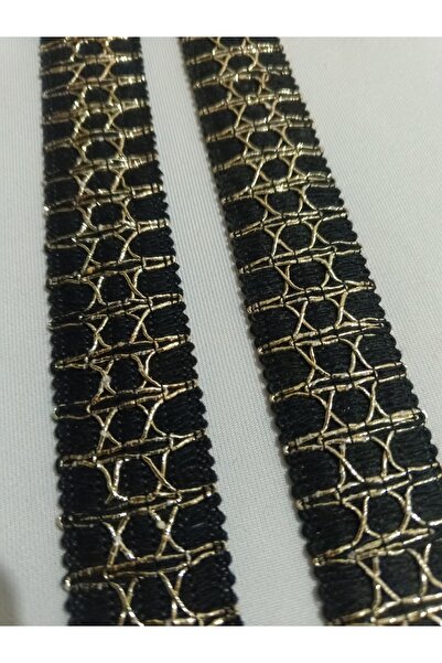 ULUPAMİR شريط زخرفي ضيق باللون الأسود والذهبي لمّاع بطول 1 متر