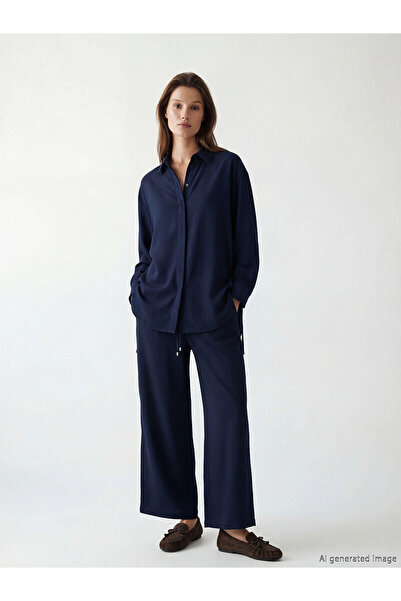 LC Waikiki YK PLUS Γυναικείο παντελόνι με ελαστική μέση και φαρδιά μπατζάκια