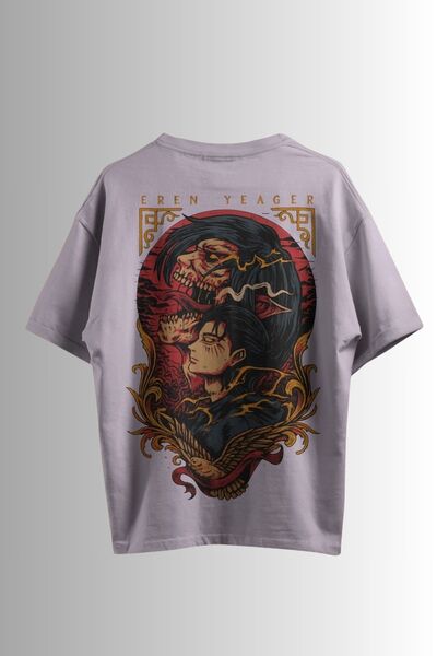 Ninkasiwear Attack On Titan Eren Yeager Anime Unisex Oversize 24/1 Pamuk Tişö...