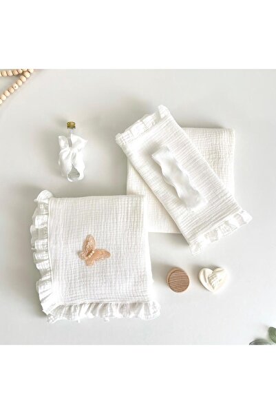 Anya-Events Εκκλησιαστικό φόρεμα από μουσελίνα σε χρώμα ιβουάρ με πεταλούδα σ...