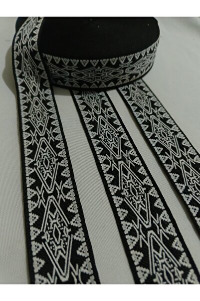 ULUPAMİR شريط زخرفي ضيق أسود وأبيض عرقي منسوج بطول 1 متر