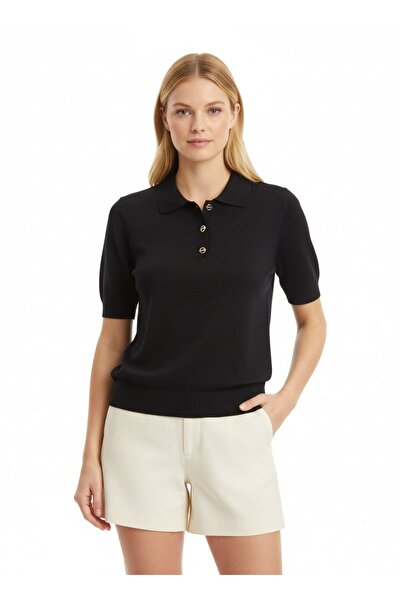 Noi Belis Soft-Textured Half Pat Button Knitwear Blouse Ss26Bz0056