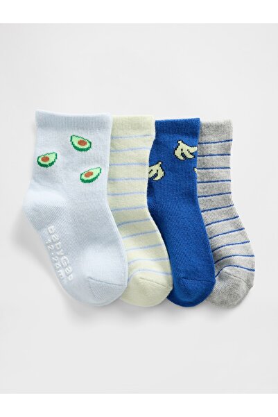 GAP Bebek Çok Renkli Quarter Crew Çorap (4’lü)