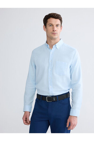 LC Waikiki Rmz Gi̇yi̇m Farkiyla Standart Fit Ke Linen Stylish Men's Shirt