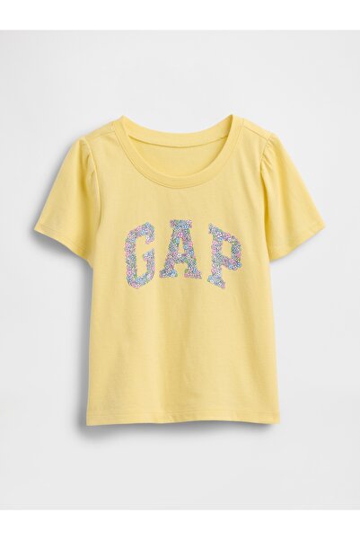 GAP Kız Bebek Sarı Mix & Match Çiçek Desenli Logo T-Shirt