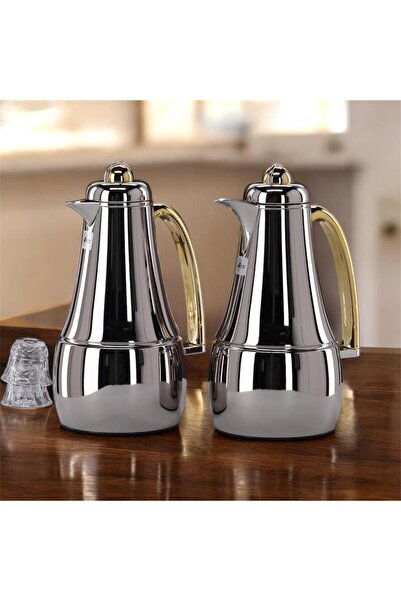 aljahwari 2-piece thermos set, two-tone nickel