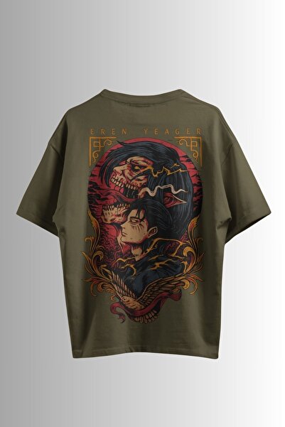 Ninkasiwear Attack On Titan Eren Yeager Anime Unisex Oversize 24/1 Pamuk Tişö...