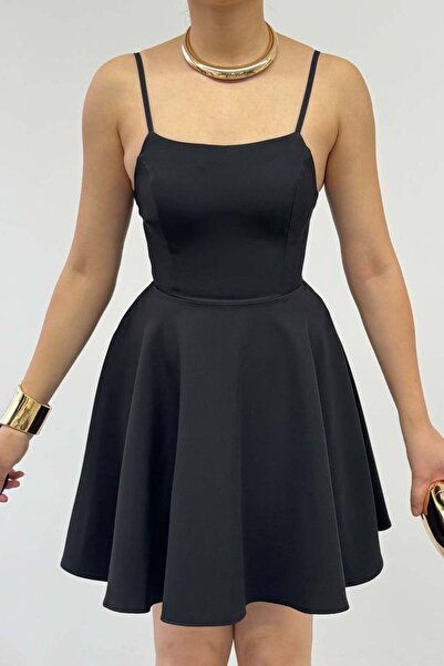 Moda Amore Elegant Mini Dress with Square Neckline and Flare Skirt - Party / ...