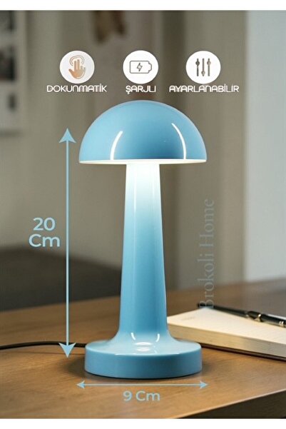 Brokoli Home Avec Dokunmatik Mantar Masa Lambası 3 Işık Renkli Dim Ayarlı Şar...