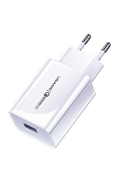 Usams T48OCLN01 USB Fast Charging 18W + Cablu USB la USB Type-C Alb