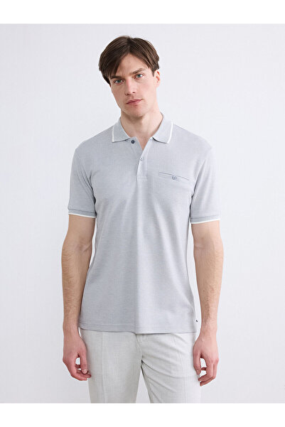 LC Waikiki Tricou texturat pentru bărbați cu guler polo Indigo
