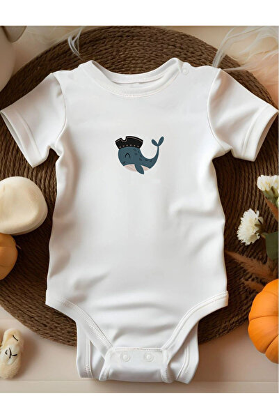 bebek perisi بدلة أطفال عضوية 100% بتصميم الحوت القراصي اللطيف مكونة من قطن قطع