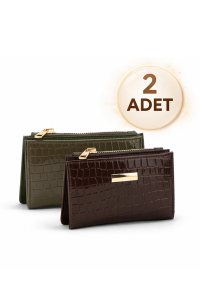 Adelina Bags 2'li Cüzdan Paketi Timsah Desenli Kadın Cüzdanı 2 Adet Siyah ve ...