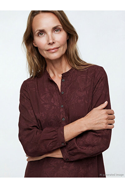 LC Waikiki YK PLUS Φόρεμα με ριγέ σχέδιο και βολάν στο γιακά