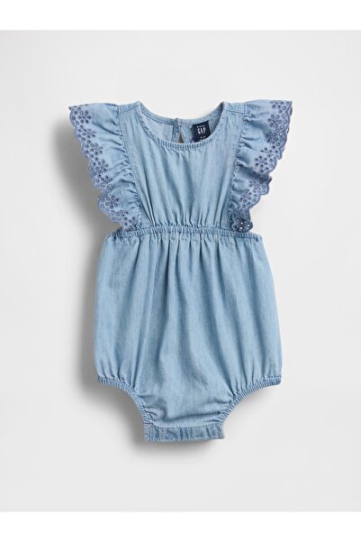GAP Bebek Mavi Eyelet Denim Tulum