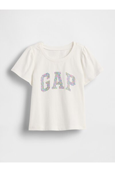 GAP Kız Bebek Beyaz Mix & Match Çiçek Desenli Logo T-Shirt