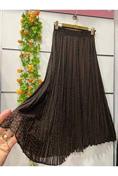 edu collection Desenli şifon ÇAN etek astarlı