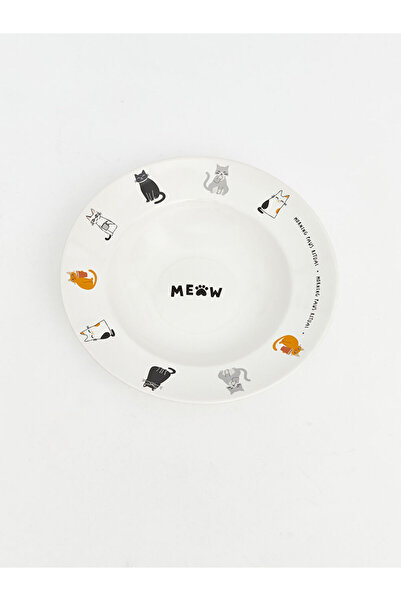 LC Waikiki Rmz Gi̇yi̇m Farkiyla Cat Ba Printed Ceramic Pasta Plate