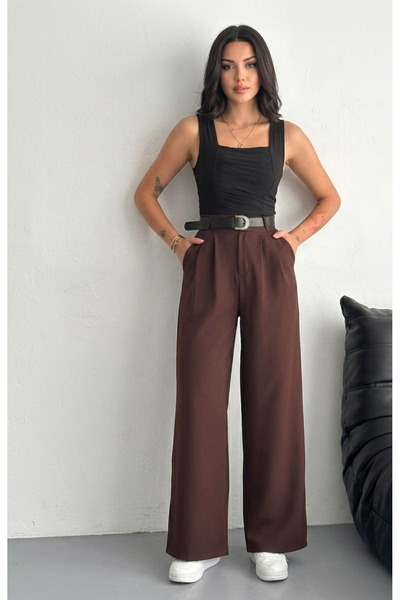 MAİMODA Women’S Belted Double-Pleat Baggy Pants