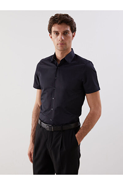 LC Waikiki Nevavm Slim Fit Short Sleeve Gabardine Men's Shirt with Difference