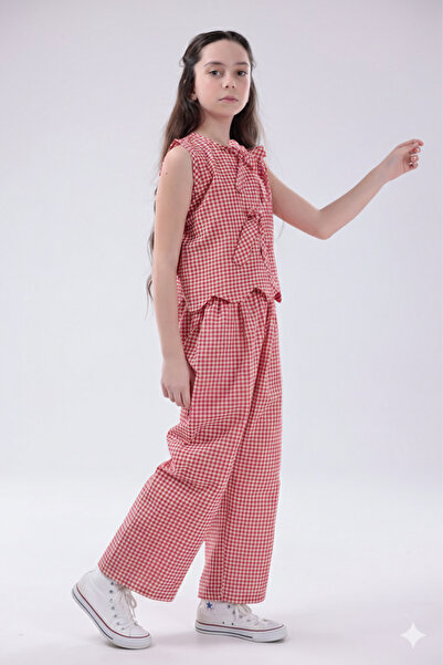 EYLÜL ELİF BUTİK Devojčin letnji set Karirani dezen Sa deznom