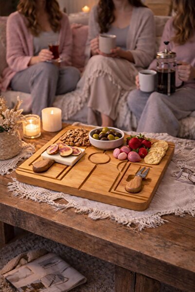 NEWNOW Lora Nature Bamboo Presentation Board Cheese Serving Set Breakfast Pre...