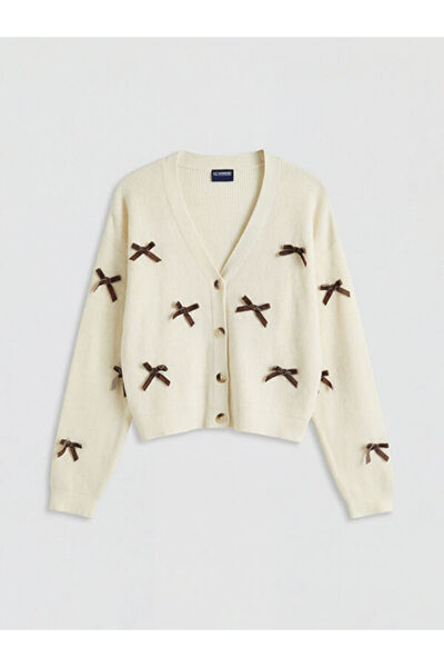 LC Waikiki I V Planting Bowknot Girls' Knitwear Cardigan from Freezen Store