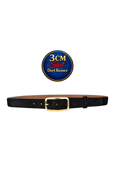 GoDeri Prava koža , 3 cm zlatne boje Sa kopčom , crna Antilop , prošivena kla...