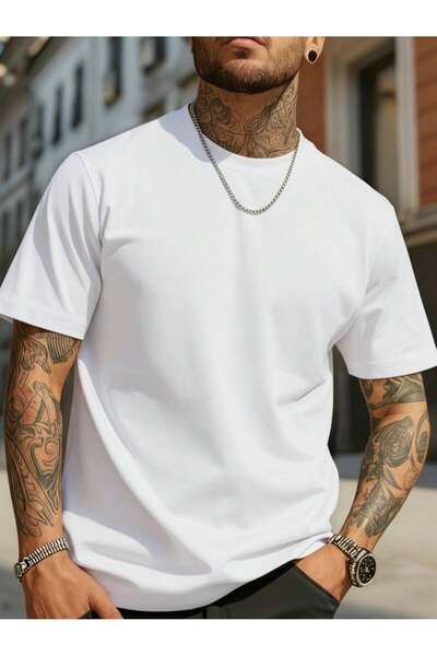 Mügerella Plus Size Men's Oversized Straight Cut Basic T-Shirt Comfortable Fi...