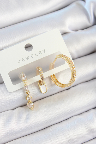 online kapsulavm avm alışveriş Brass Zircon Stone Dangle Model Gold Color 3-P...