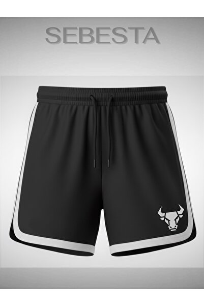 Sebesta Fashion Boğa Printed Premium Jersey Piped Sportsman Shorts