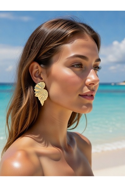 Açıkmeşe Ev Yaşam Ürünleri Büyük Begonya Yaprağı Küpe Altın Kaplama - Gösteri...