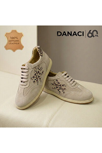 DANACI Kadın Hakiki Deri Leopar Detaylı Günlük Sneaker