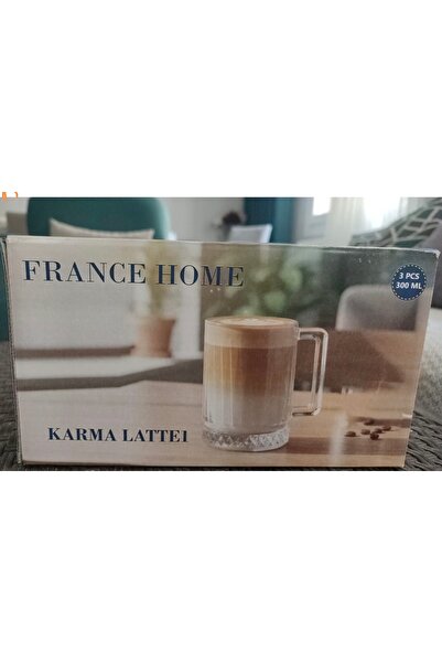 ORTAKÖY CENNETİ Large Mug Latte Cup 3 Glass Mugs 300 Cc Volume 12 cm Height 7...