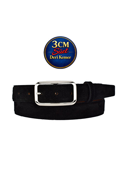 GoDeri Prava koža , 3 cm srebrne boje Sa kopčom , crna Antilop , prošivena kl...