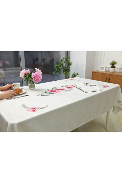 GMhome Pink Flower Pattern Digital Print Effortless Fabric Tablecloth 160 X 2...