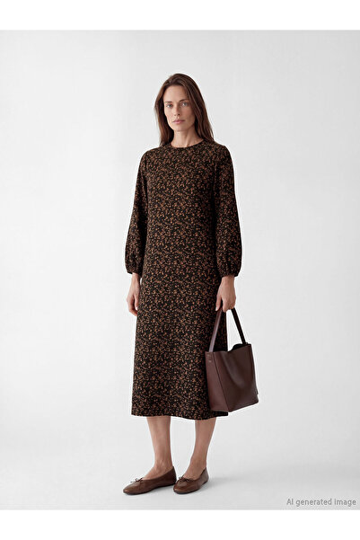 LC Waikiki Özmarka Νέα Σεζόν Φόρεμα με λαιμόκοψη Με σχέδιο σε γραμμή Α