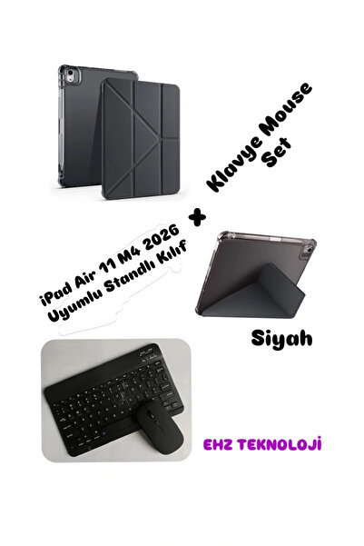 EHZ TEKNOLOJİ حافظة سوداء متوافقة مع iPad Air 11 M4 (2026) + مجموعة لوحة مفات...