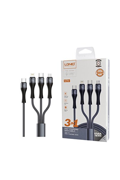 LDNIO LC94C 3-In-1 Ultra-Fast Charging Cable – Type-C To (Type-C / Lightning ...