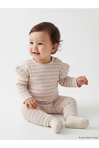 LC Waikiki Rmz Gi̇yi̇m Farkiyla Baby Girl Striped T-Shirt and Leggings