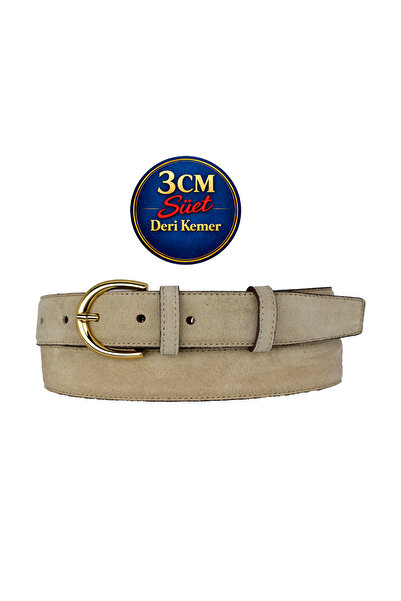 GoDeri Prava koža , 3 cm zlatne boje Sa kopčom , krem Antilop , šivane klasič...