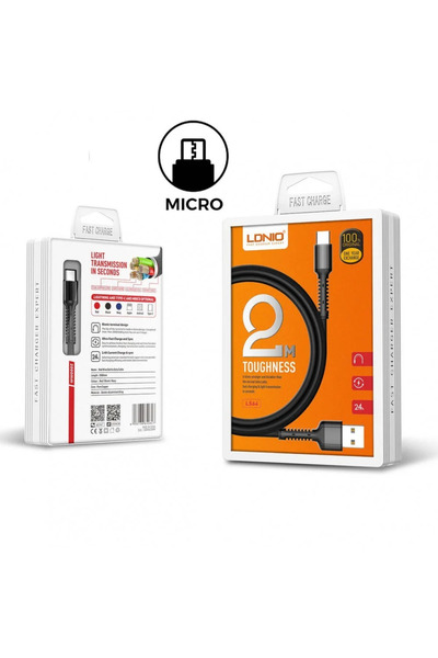 LDNIO كابل شحن مايكرو يو إس بي بطول مترين - LS64