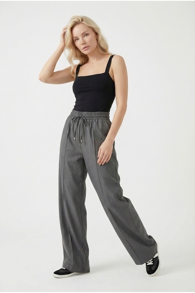 Miyasa Butik PANTALONI DE DAMĂ DIN MĂTASE MODAL CU TALIE ÎNALTĂ